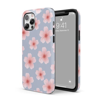 Blue Cherry Blossoms iPhone Case