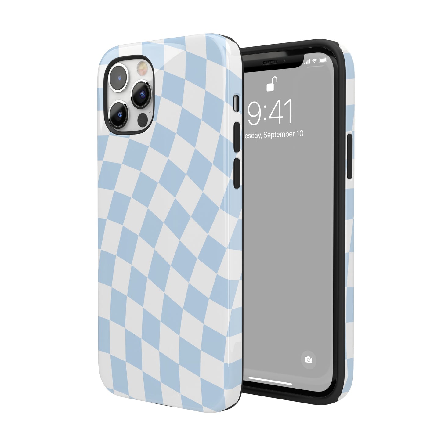 Blue Wavy Checkered iPhone Case