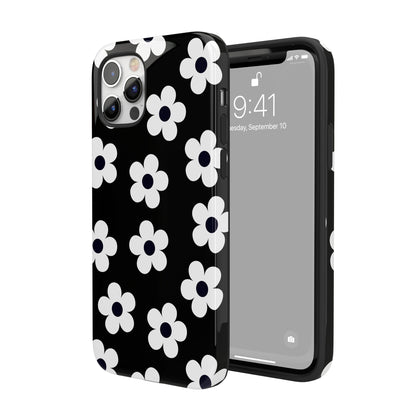 Black Retro Flowers iPhone Case