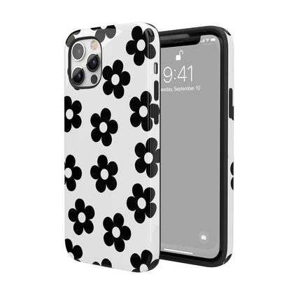 White Retro Flowers iPhone Case