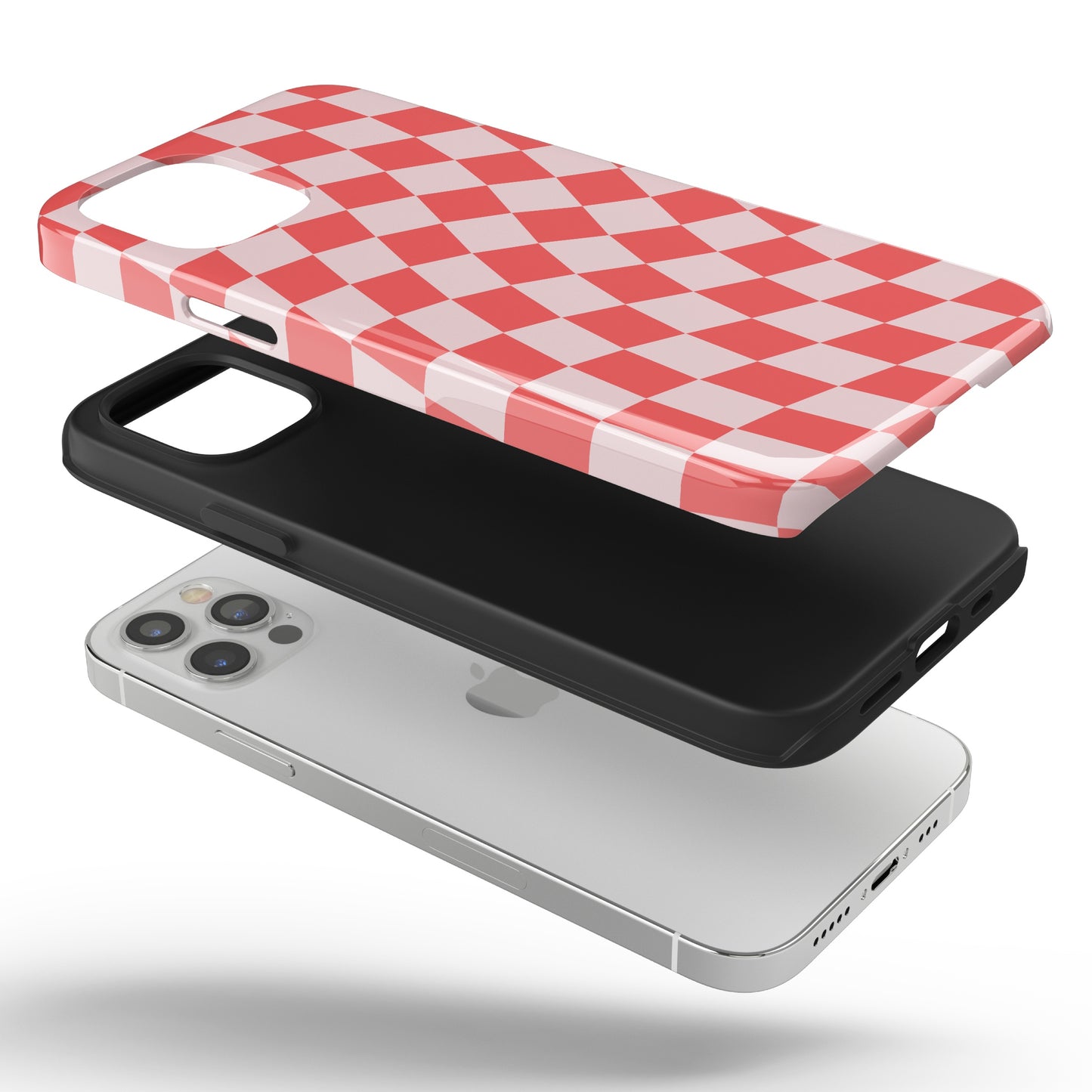 Red & Pink Wavy Checkered iPhone Case