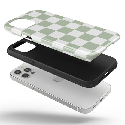 Sage Green Checkered iPhone Case