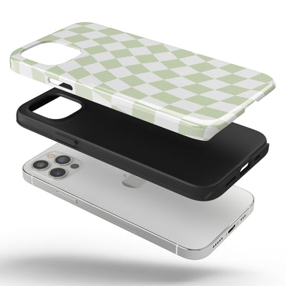 Light Green Wavy Checkered iPhone Case