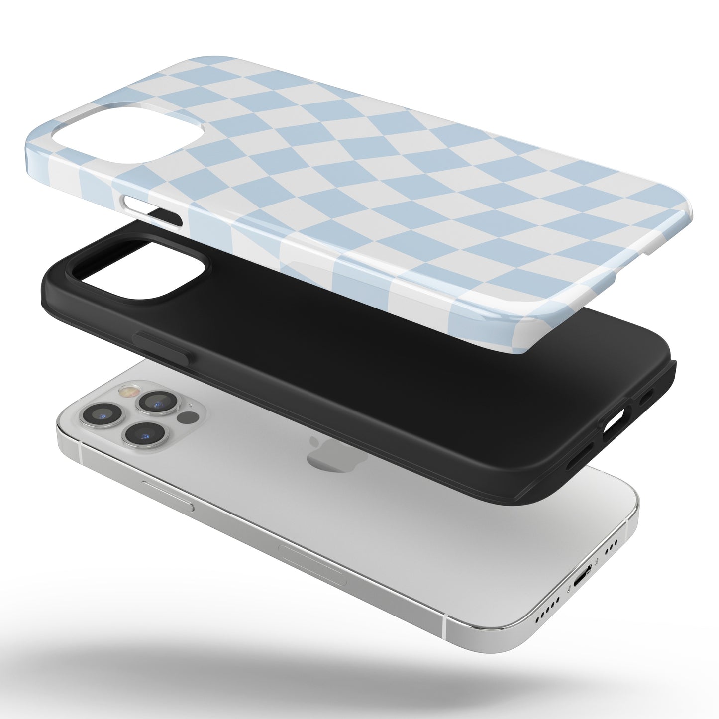 Blue Wavy Checkered iPhone Case