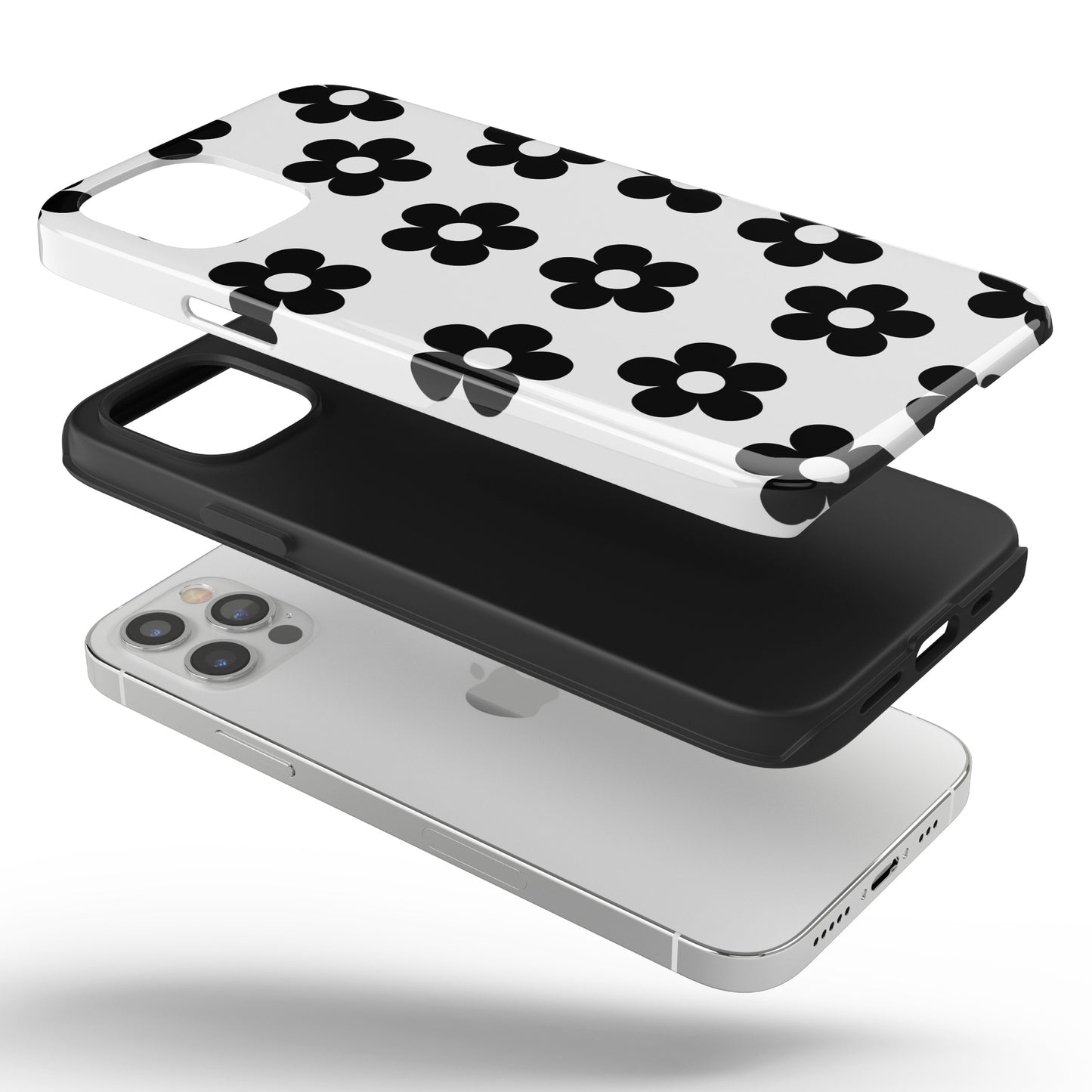 White Retro Flowers iPhone Case