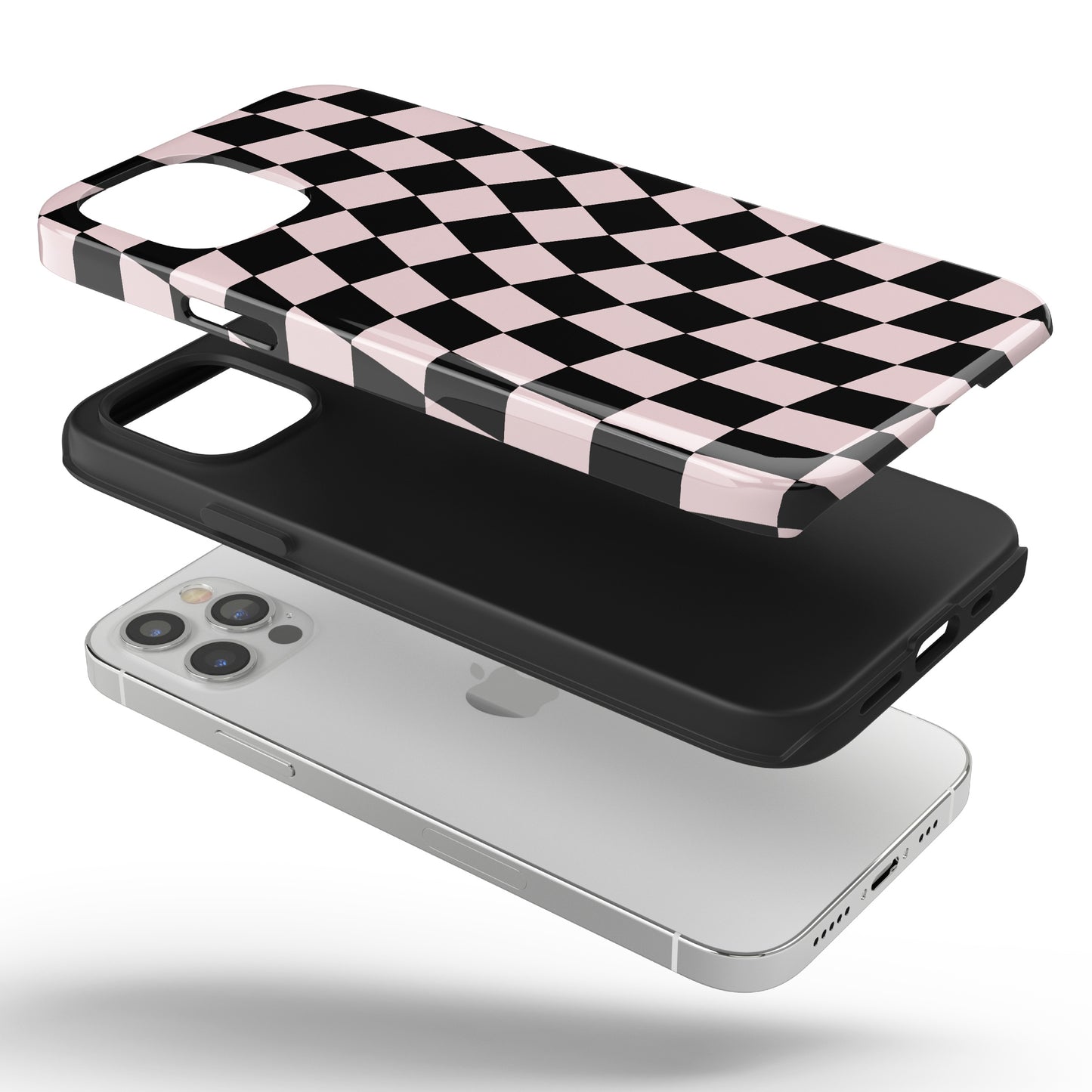 Pink & Black Wavy Checkered iPhone Case