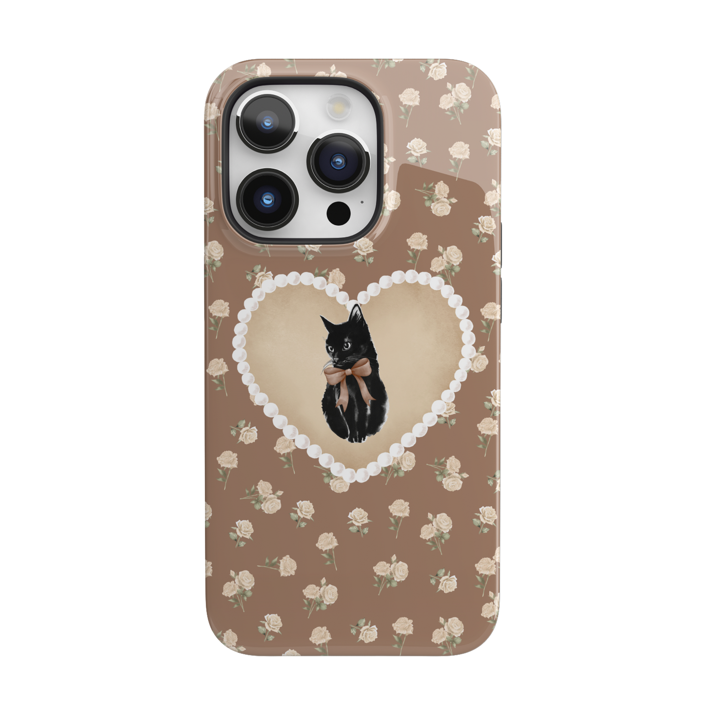 Brown Féline Roses iPhone Case