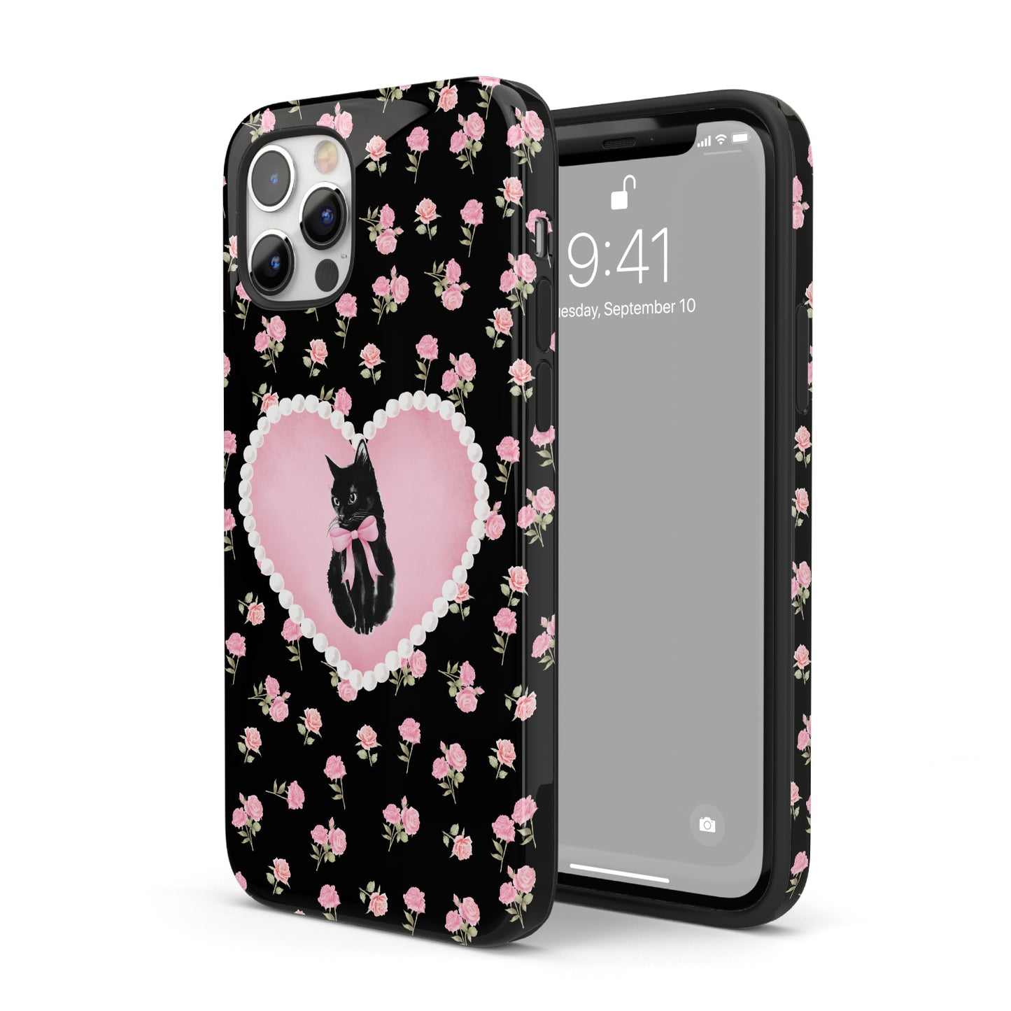 Black Féline Roses iPhone Case