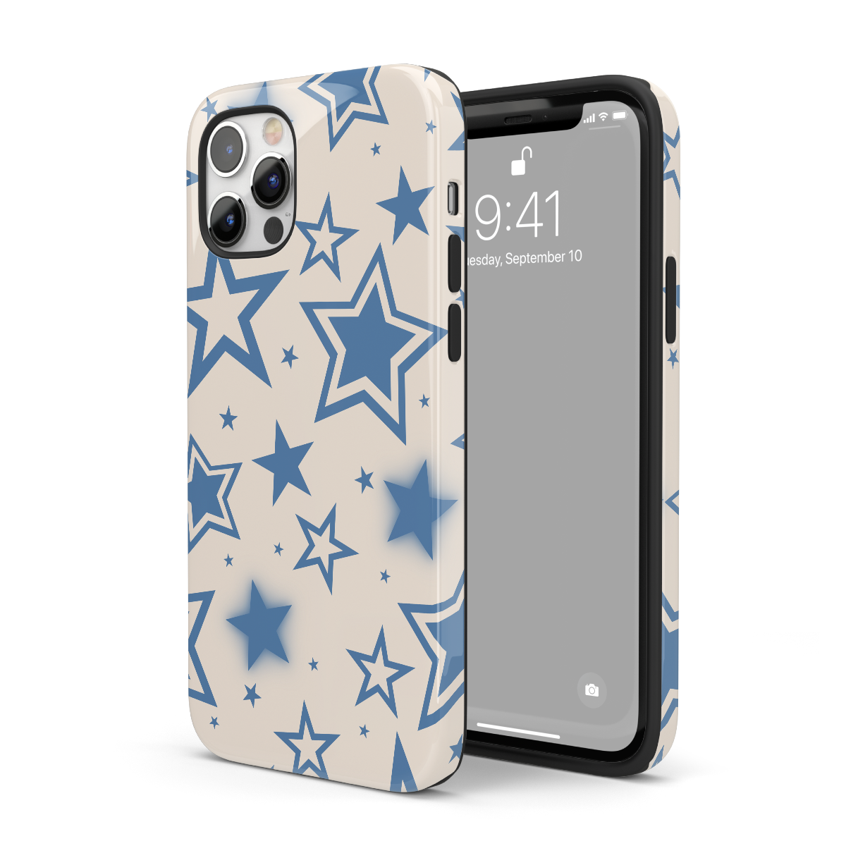 Beige & Blue Stardust iPhone Case