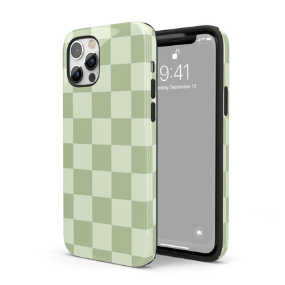 Green & Light Green Checkered iPhone Case