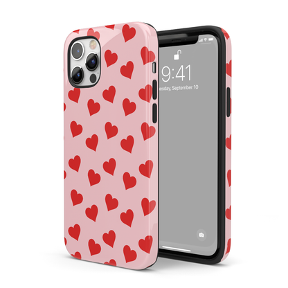 Red & Pink Heart Mania iPhone Case