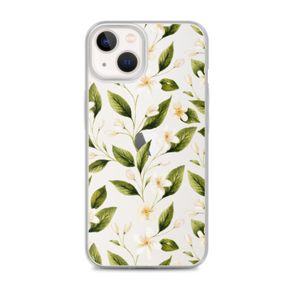 White Floral Clear iPhone Case