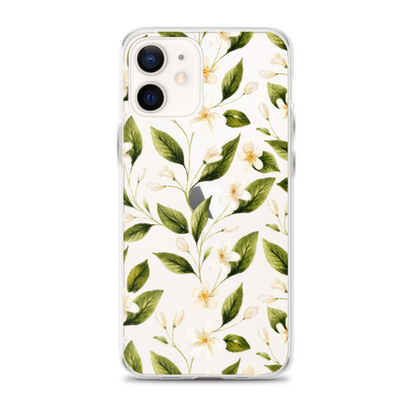 White Floral Clear iPhone Case