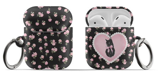 Black Féline Roses AirPods Case