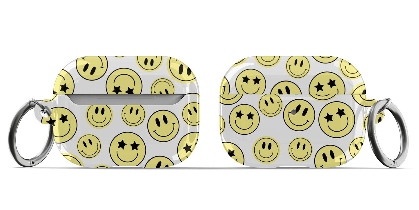 White Smiley Faces AirPods Case