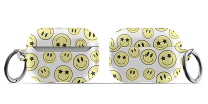 White Smiley Faces AirPods Case