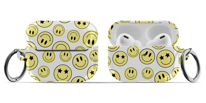 White Smiley Faces AirPods Case