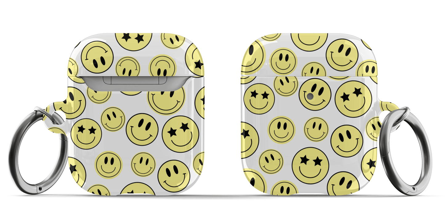 White Smiley Faces AirPods Case