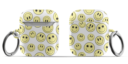 White Smiley Faces AirPods Case