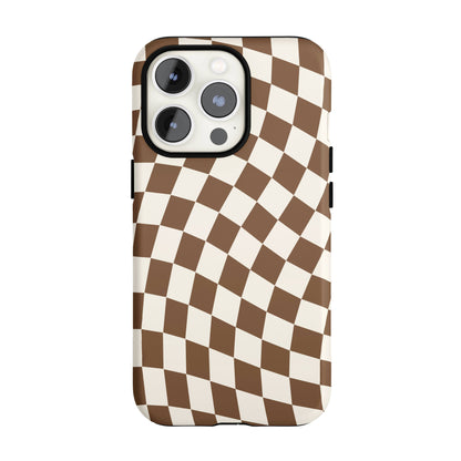 Brown Wavy Checkered iPhone Case