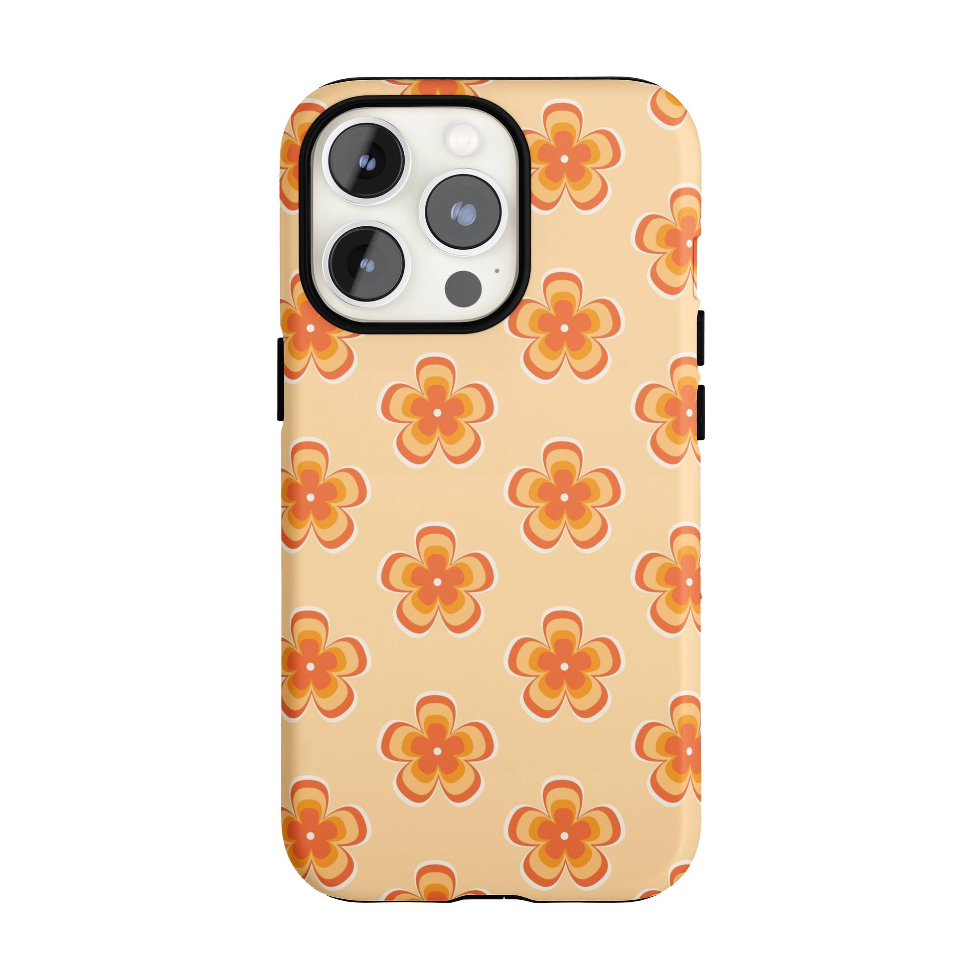 Orange Retro Flowers iPhone Case