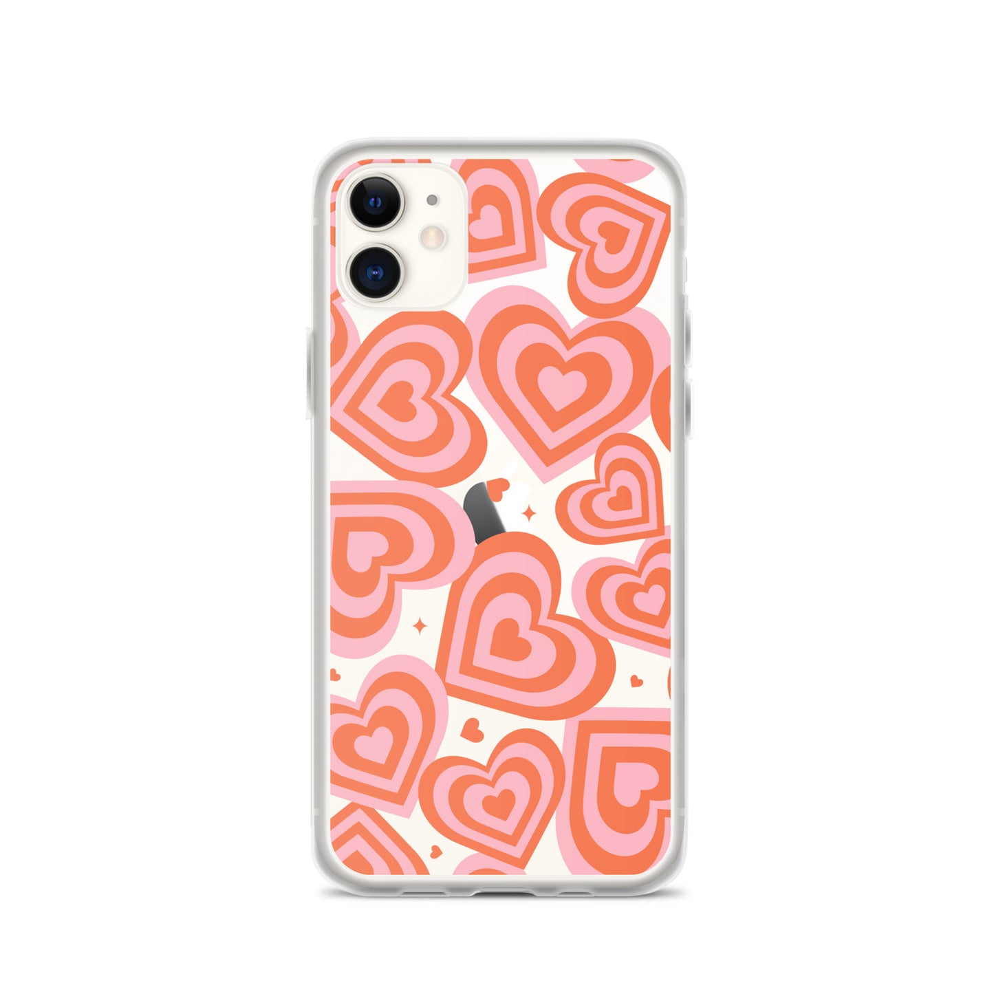Pink & Red Hearts Clear iPhone Case iPhone 11