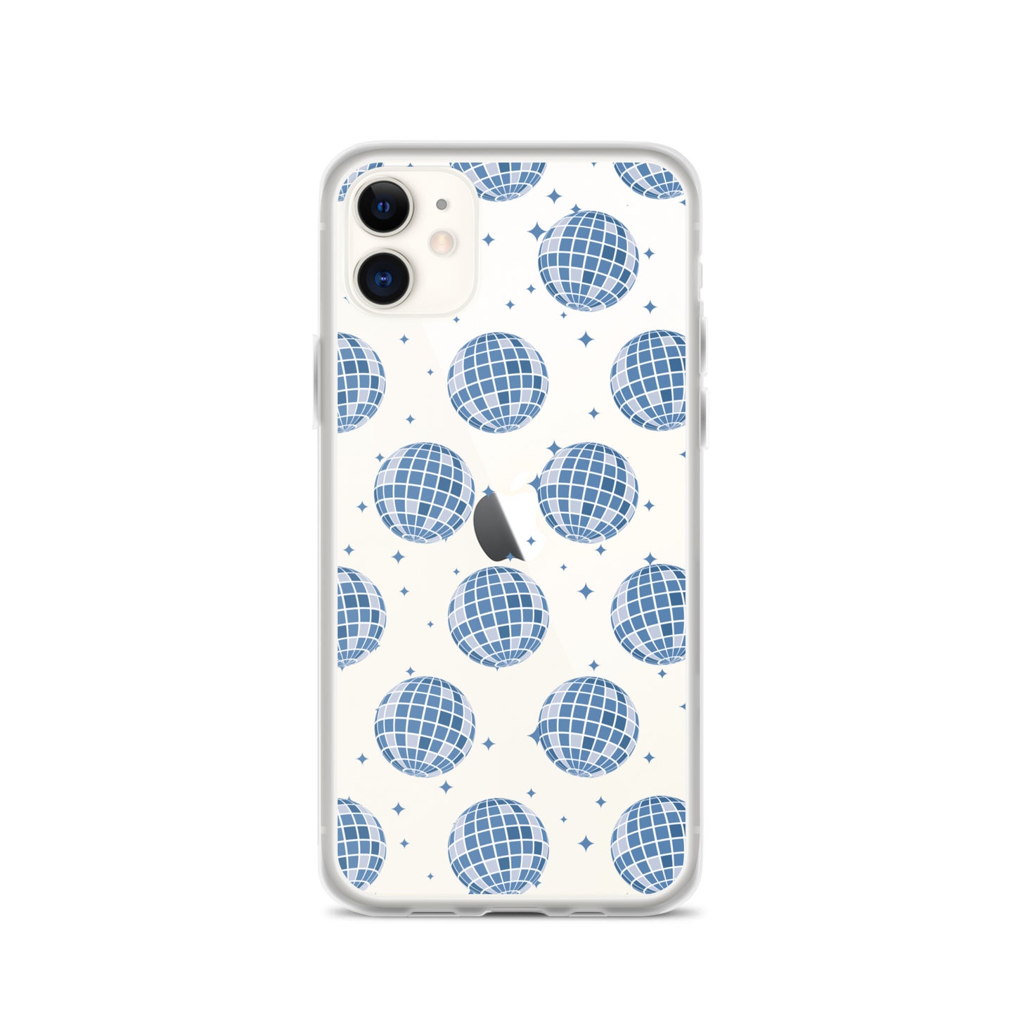 Dark Blue Disco Balls Clear iPhone Case