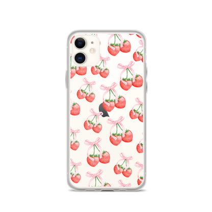 Sweet Strawberries Clear iPhone Case