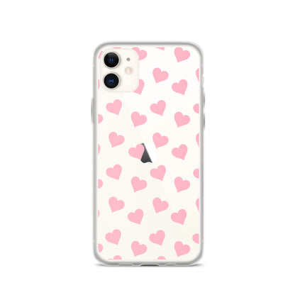 Pink Hearts Clear iPhone Case