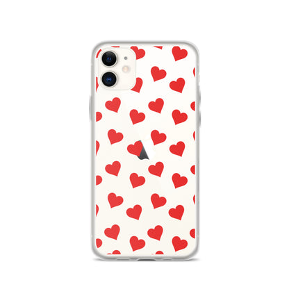 Red Hearts Clear iPhone Case