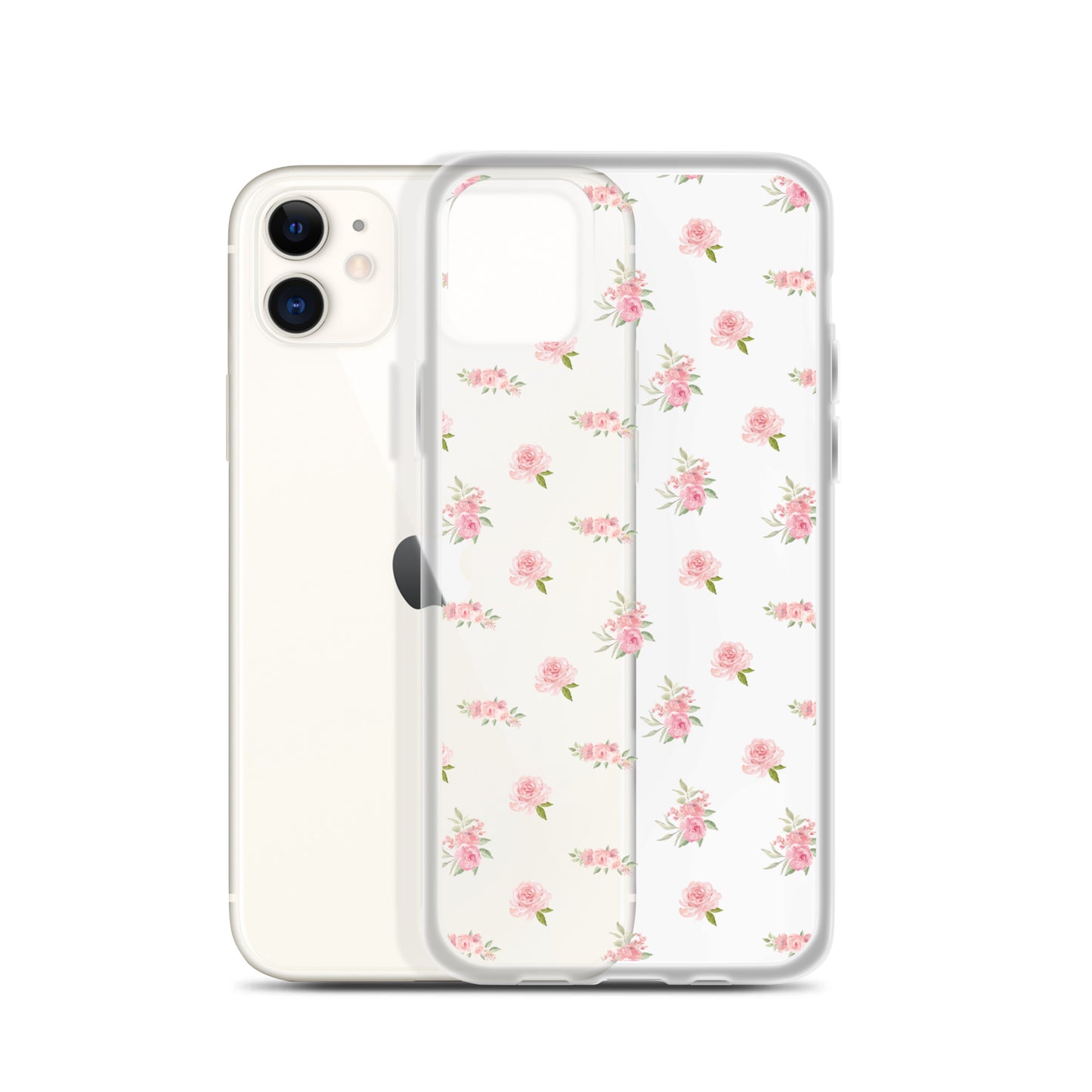 Pink Vintage Roses Clear iPhone Case