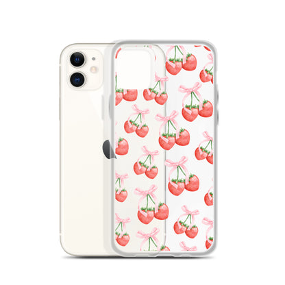 Sweet Strawberries Clear iPhone Case