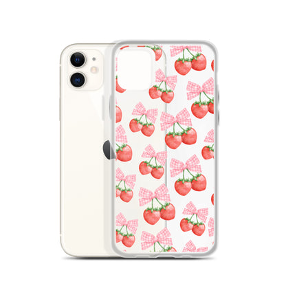 Strawberry Bows Clear iPhone Case