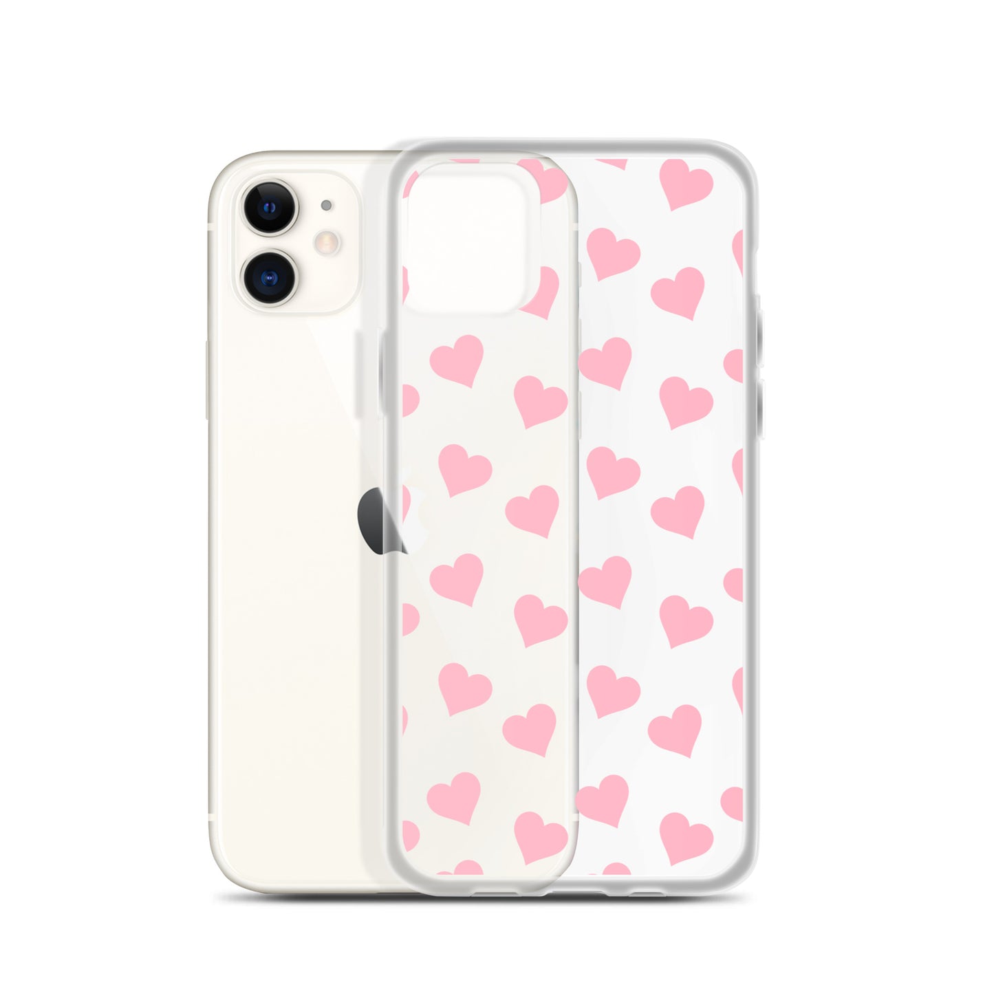 Pink Hearts Clear iPhone Case