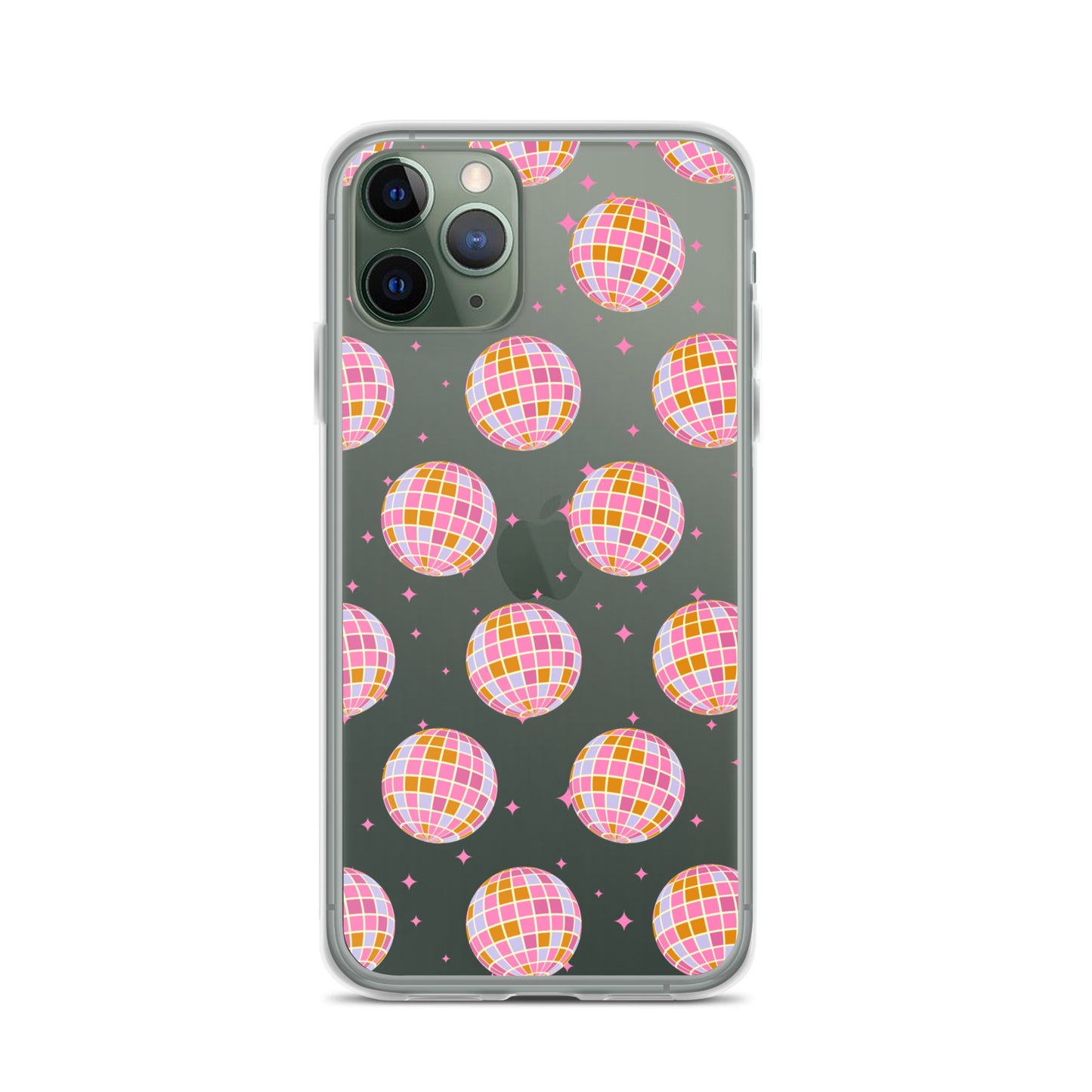 Pink & Blue Disco Balls Clear iPhone Case