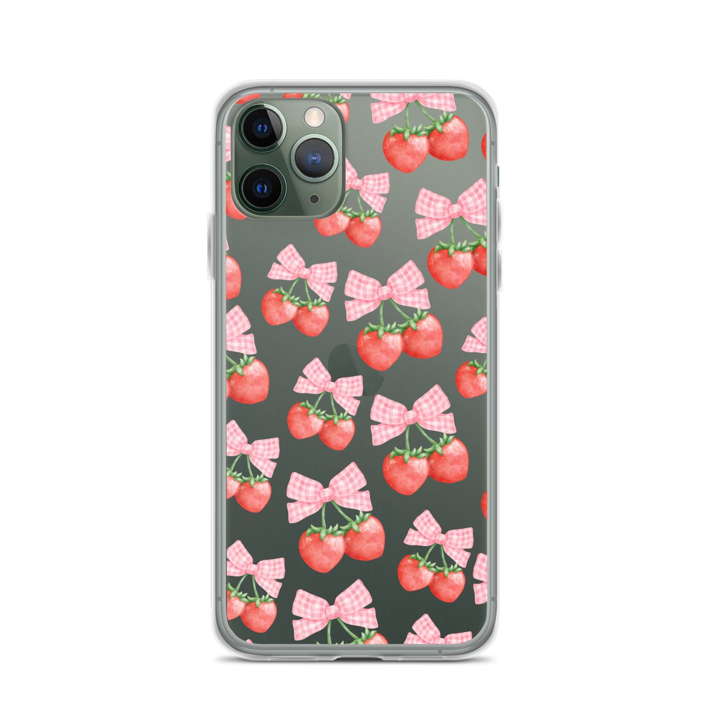 Strawberry Bows Clear iPhone Case