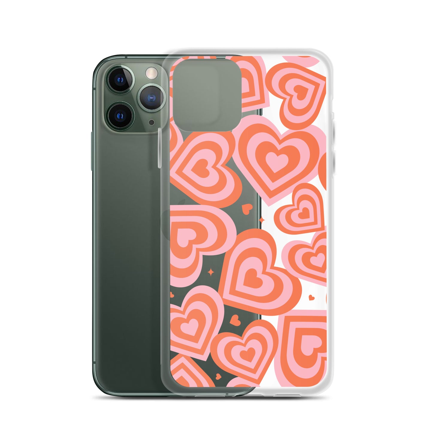 Pink & Red Hearts Clear iPhone Case