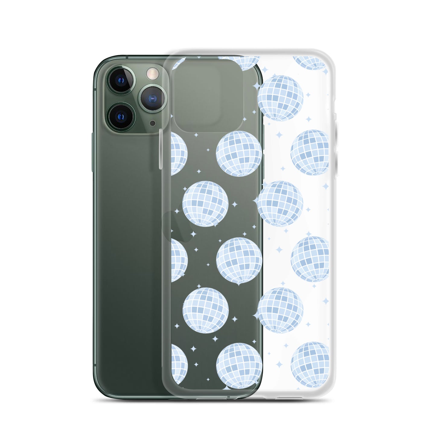 Blue Disco Balls Clear iPhone Case