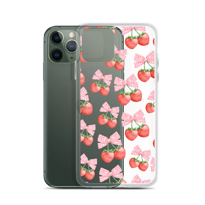 Strawberry Bows Clear iPhone Case