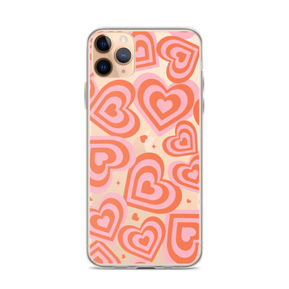 Pink & Red Hearts Clear iPhone Case iPhone 11 Pro Max