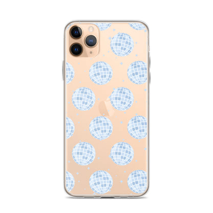 Blue Disco Balls Clear iPhone Case