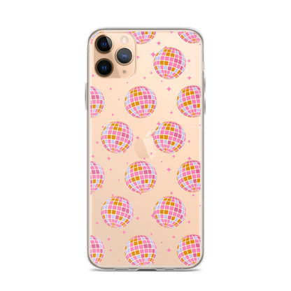 Pink & Blue Disco Balls Clear iPhone Case