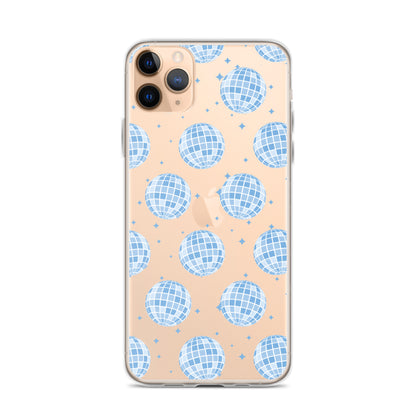 Blue Disco Balls Clear iPhone Case