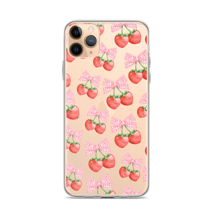 Strawberry Bows Clear iPhone Case