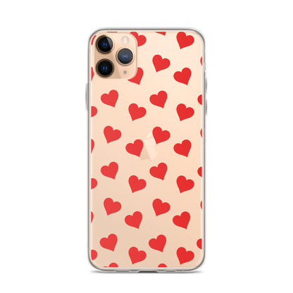 Red Hearts Clear iPhone Case