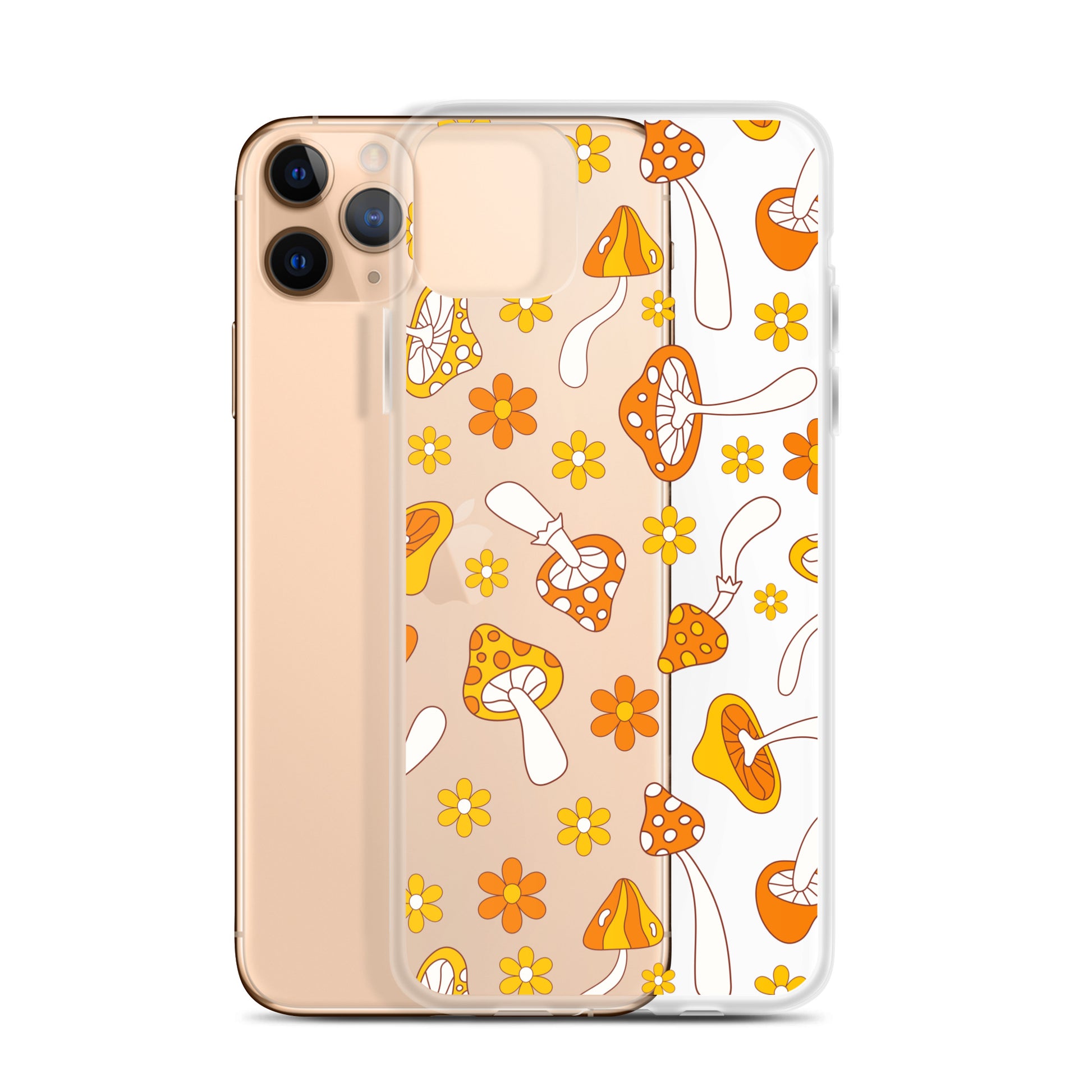 Retro Mushrooms Clear iPhone Case