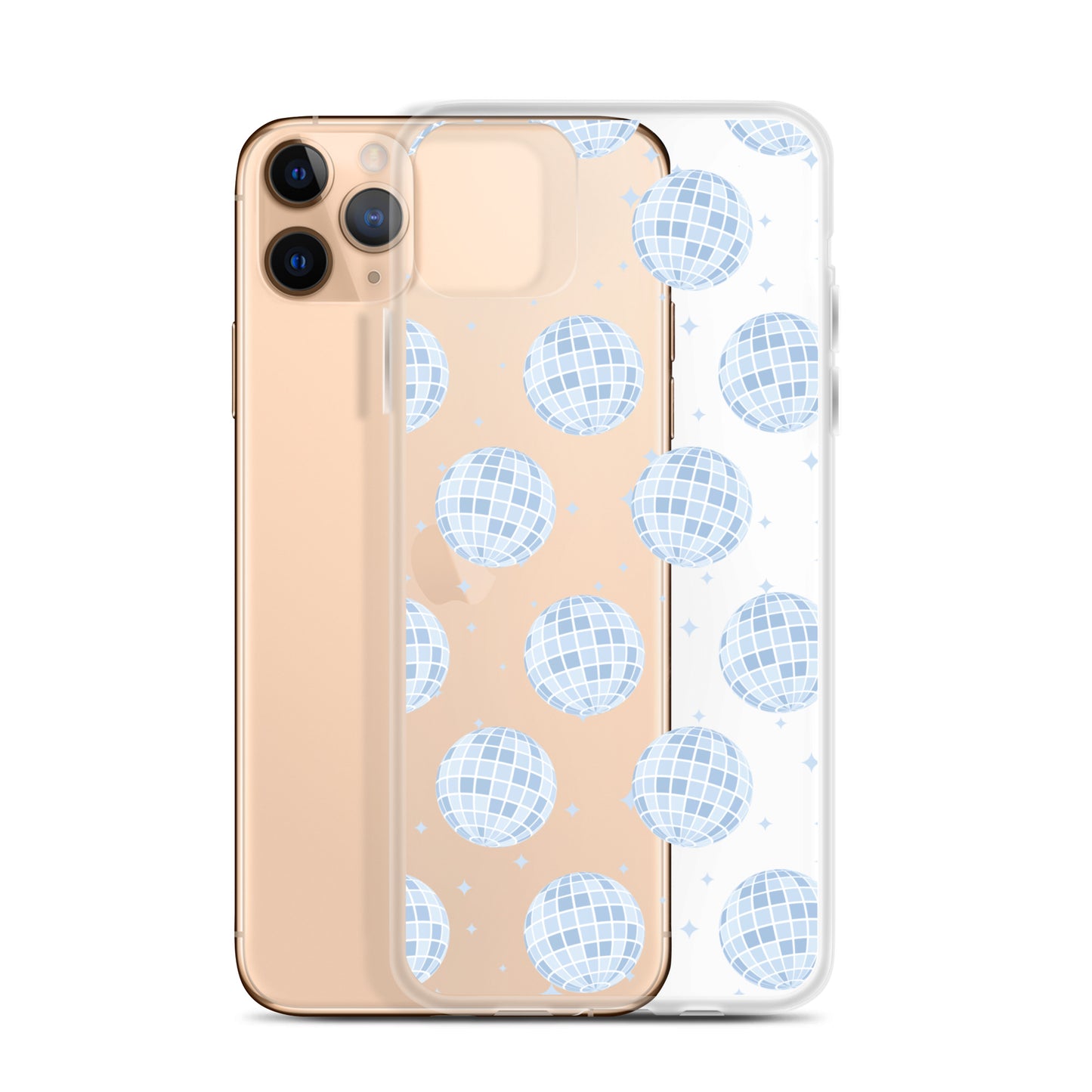 Blue Disco Balls Clear iPhone Case