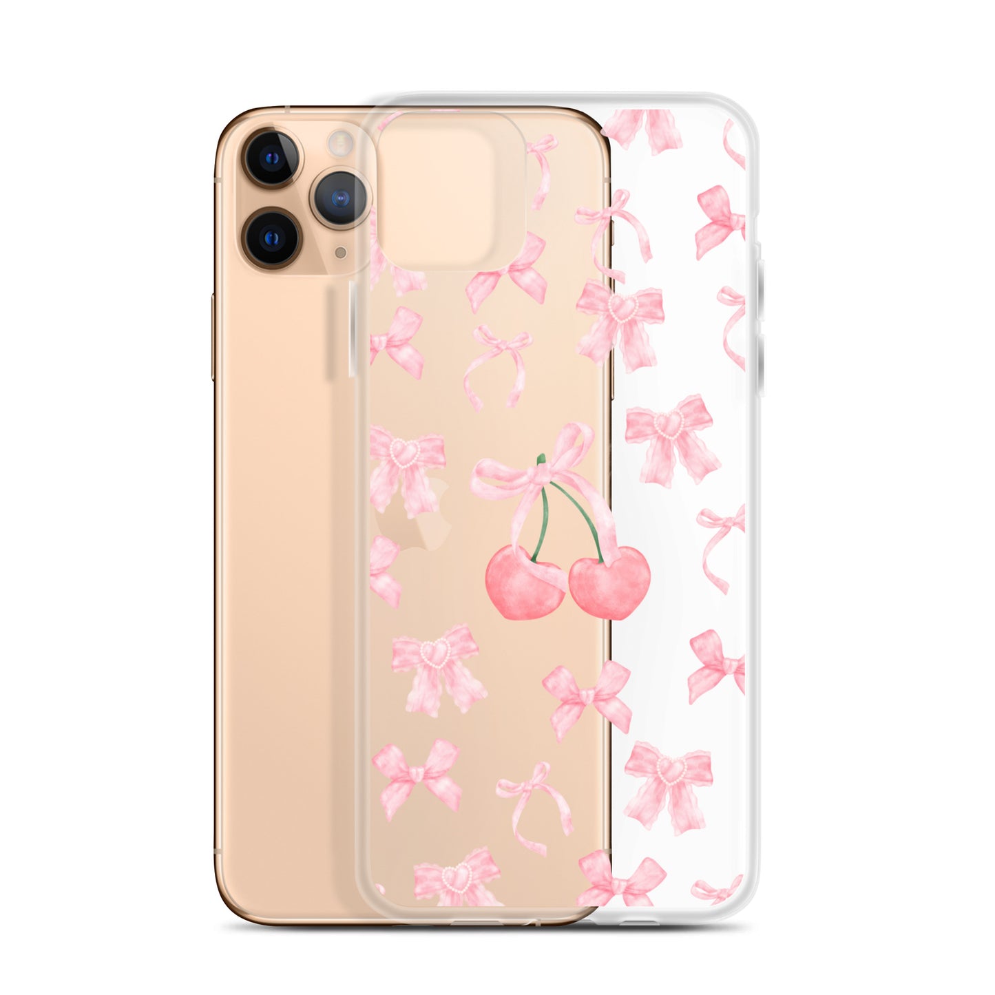 Cherry Bows Clear iPhone Case