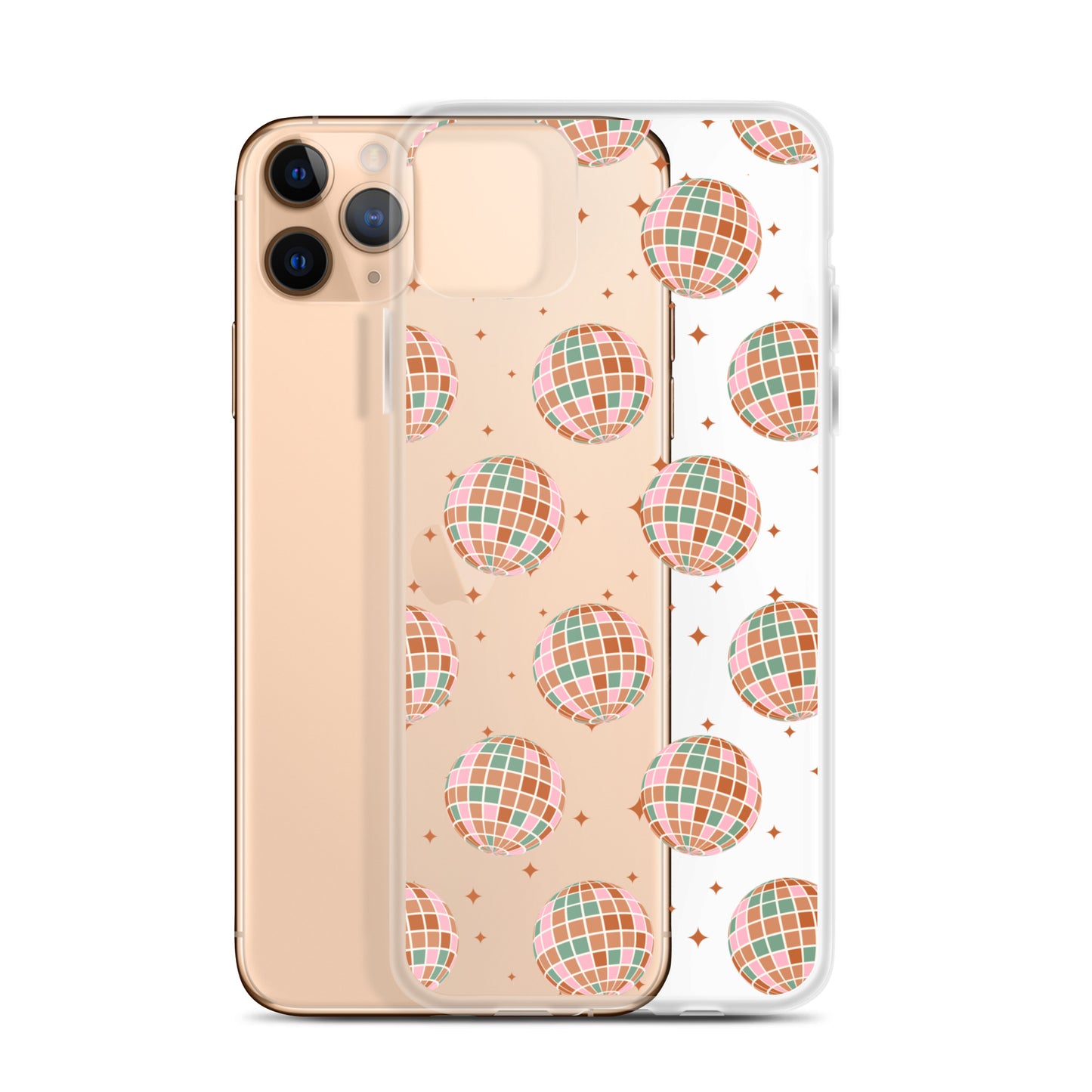 Brown Boho Disco Balls Clear iPhone Case