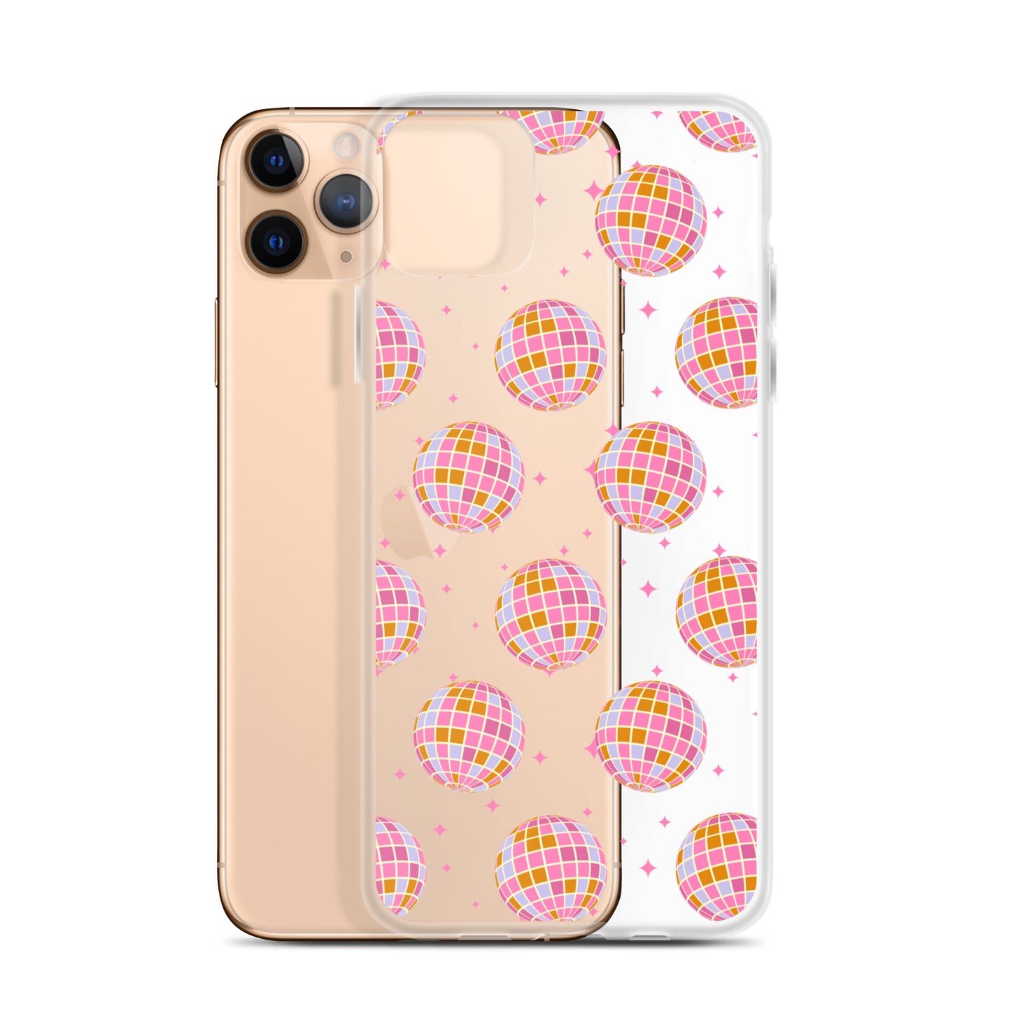 Pink & Blue Disco Balls Clear iPhone Case